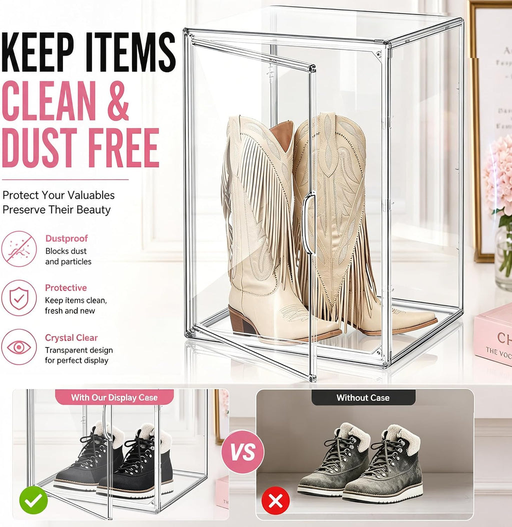 1 Pack Clear Tall Boot Storage Box, Organizer for Ankle Boots and