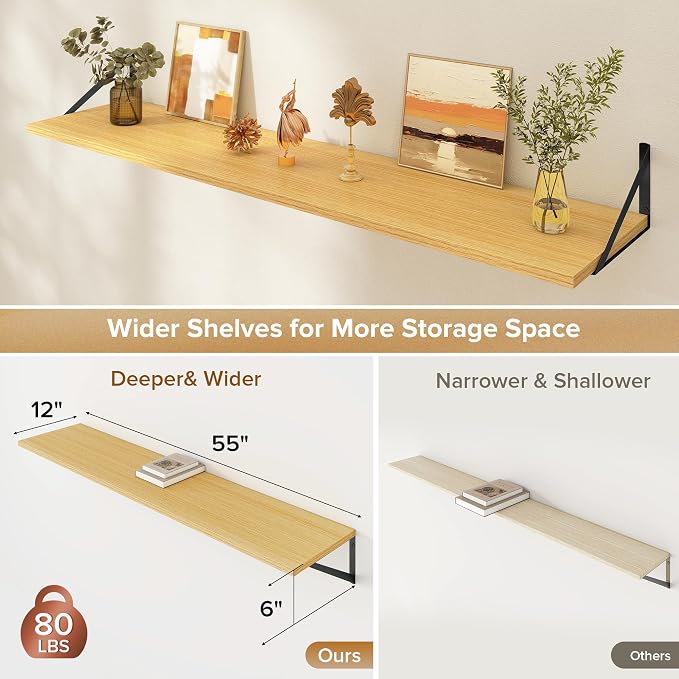 Deep Floating Shelves Wall Mounted, Living Room, Office - Image 3