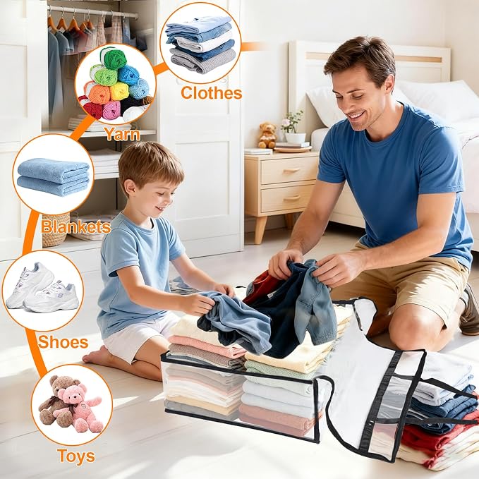 4 Pack Clear Clothes Storage Bags, Vinyl Blanket Storage Bag - Image 5