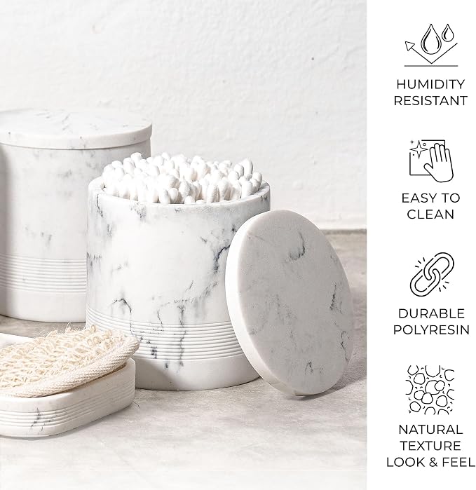 ZCCZ White Marble Bathroom Accessories Set 6 Pieces - Image 5