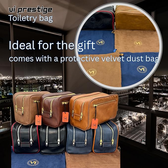 Dopp Gift Large Travel Toiletry Bag Premium Quality PU Leather Two compartments - Image 8