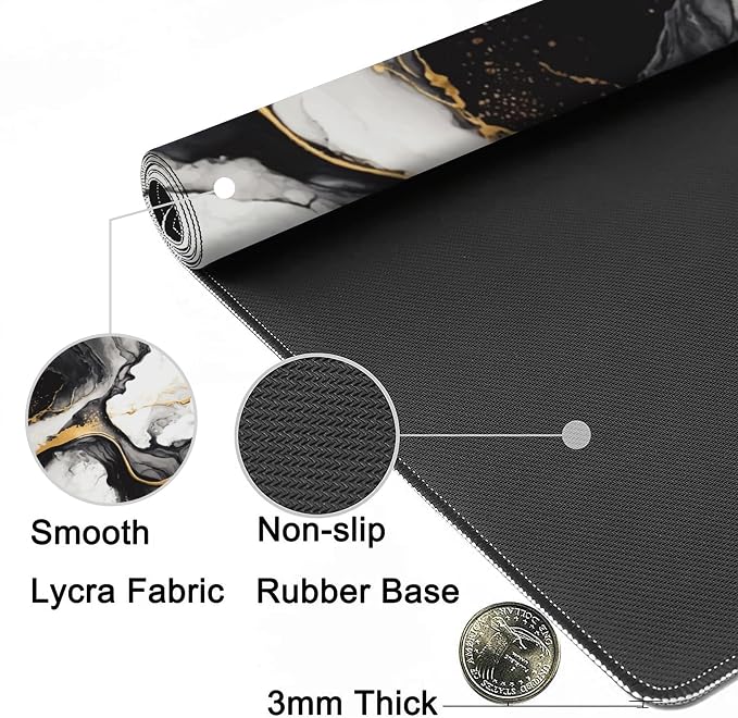 Gaming Mouse Mat Luxury Gold Abstract Fluid Art Large Mouse Pad Extended Mouse - Image 5