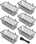 6 Pack Wire Baskets, Grid Wire Panel Hanging Wall Basket, Black