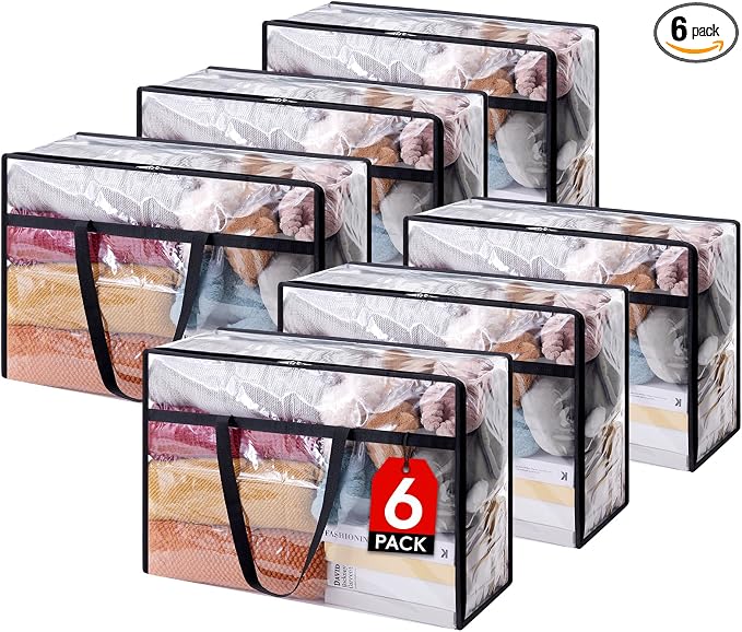 Lifewit 6 Pack Clear Clothes Storage Bags, 60L Plastic Blanket Storage Bag by Lifewit