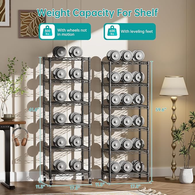 SINGAYE 6 Shelf Storage Wire Shelves Closet Bathroom Organizers Metal Pantry - Image 7