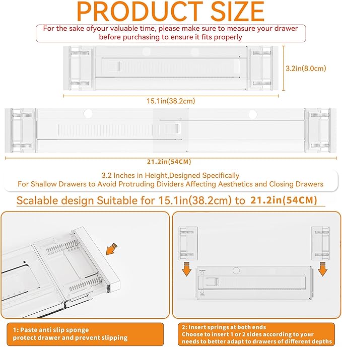 Yieach 4 Pack 3.2 Inch Shallow Acrylic Drawer Dividers - Image 3
