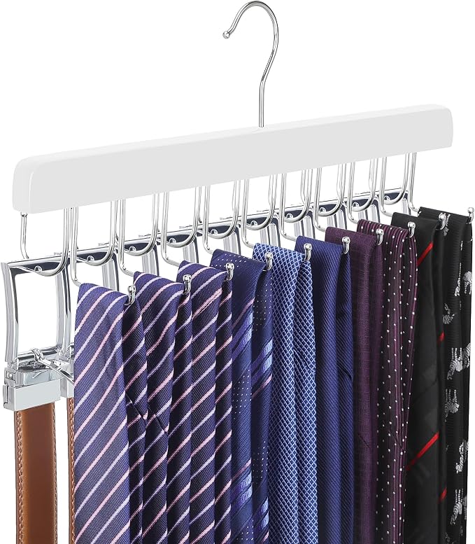 TOPIA HANGER 20 Hooks 2 in 1 Belt Tie Hanger by TOPIAHANGER