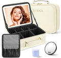 JUSRON Travel Makeup Bag With LED Mirror, Cosmetic Train Case with Light up by JUSRON