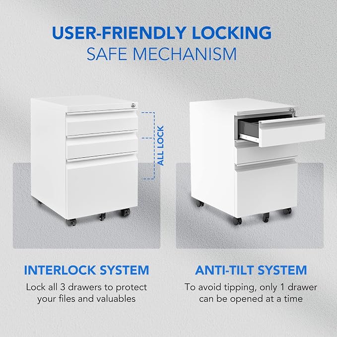 FLEXISPOT Mobile File Cabinet for Home Office Under Desk Storage - Image 4