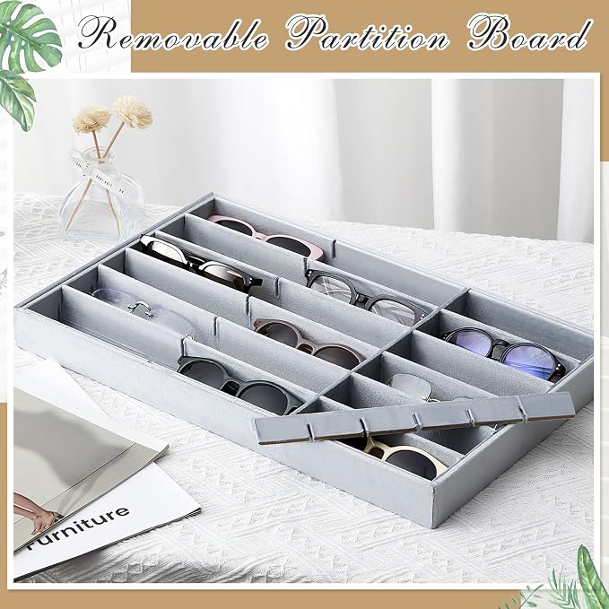 Amylove 2 Pcs Sunglass Organizer Trays Glasses Stackable Jewelry Trays Sunglass - Image 4