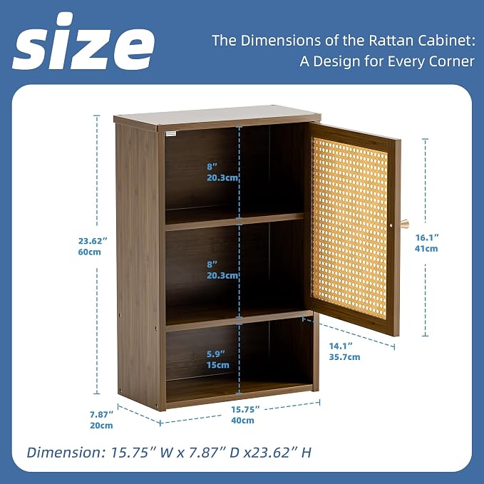 HITNET Bamboo Medicine Cabinet, Wall Mounted Bathroom Cabinet - Image 3