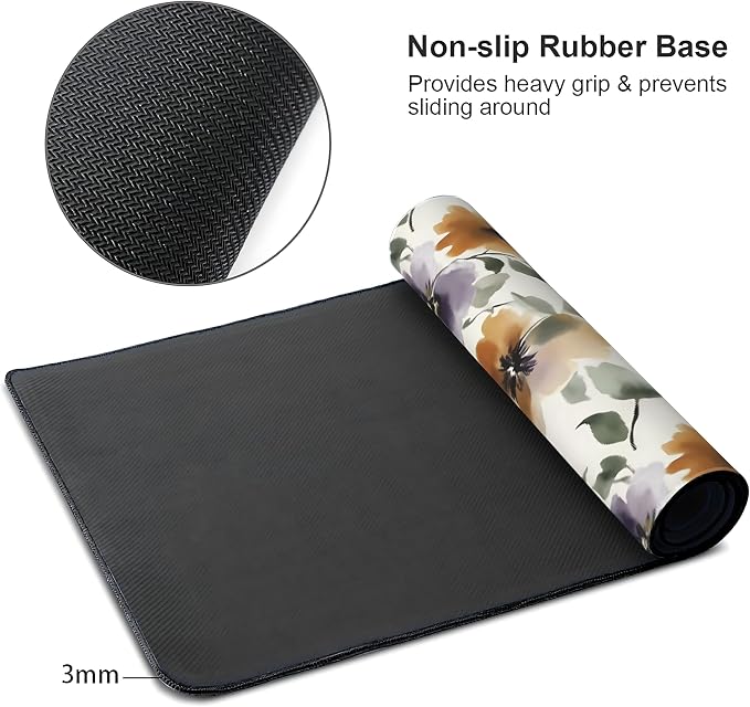 Watercolor Floral Large Mouse Pad, Gaming Keyboard Desk Pad, Extended Mouse Mat - Image 4