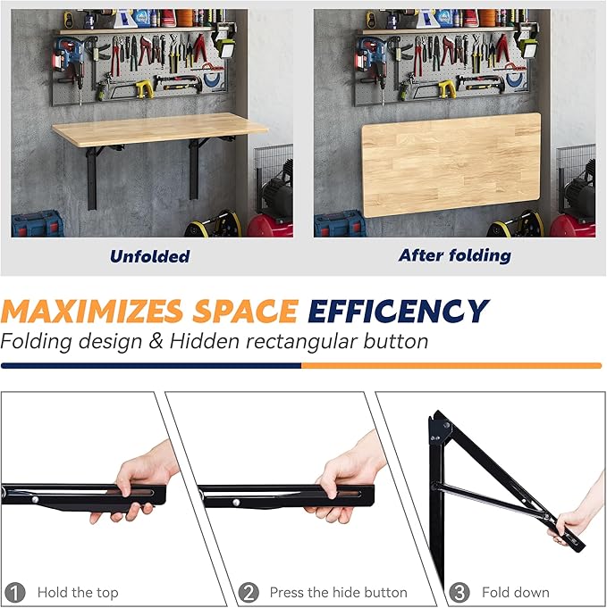Ultrawall Wall Mounted Folding Workbench, Heavy Duty Foldable Work Table - Image 3