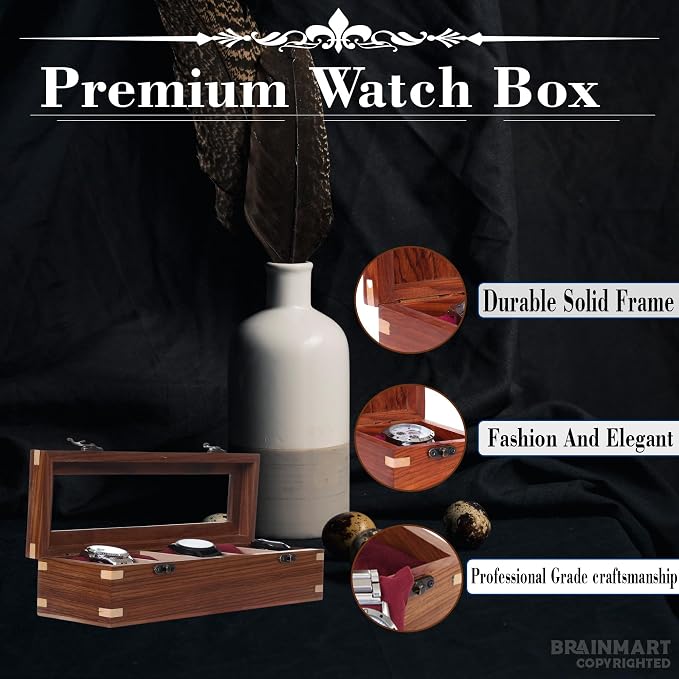 Wooden Watch Box for Men & Women, Watch Organizer & Display Case, Premium - Image 3