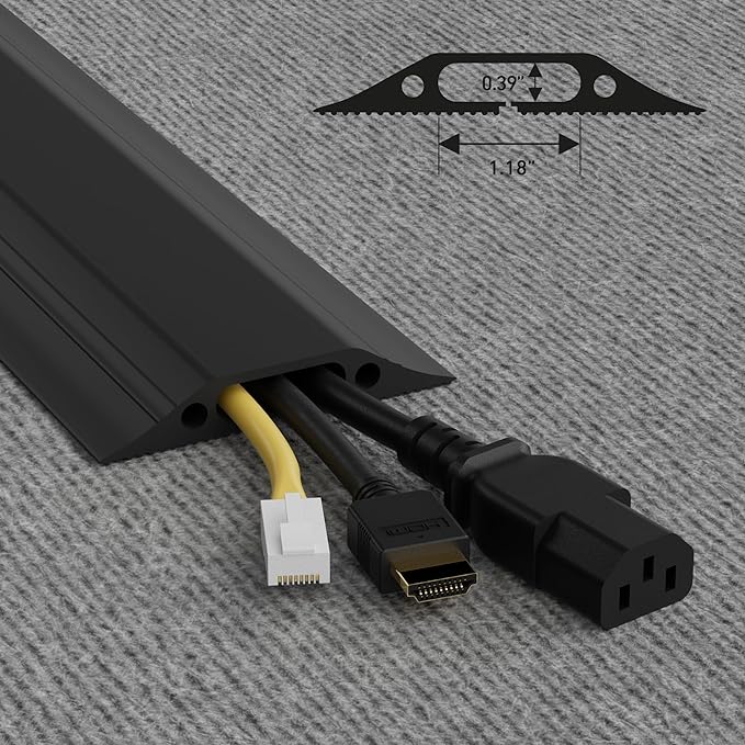 D-Line 30ft Floor Cord Cover, Made in USA Linkable Cable Protector, Hide - Image 3