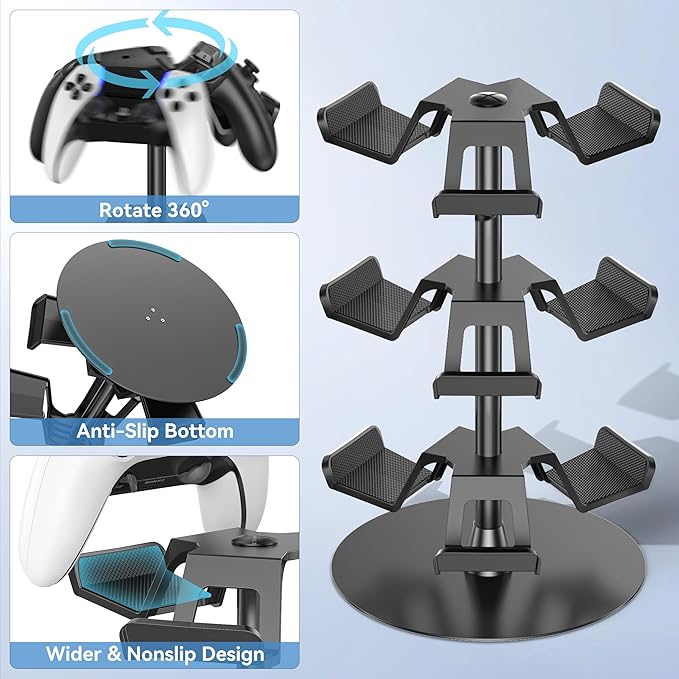 Headset Stand 3 Tiers for Desk, Rotatable Gaming Controller Stand for - Image 3