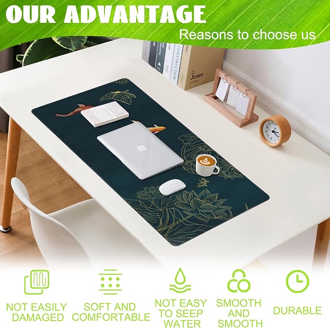 Large Gaming Mouse Pad, Koi Fish Ink Painting Desk Mat, Extended Big Computer - Image 4