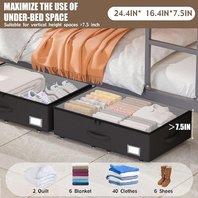 Underbed Storage Bins with Wheels, No Assembly Required - Image 2