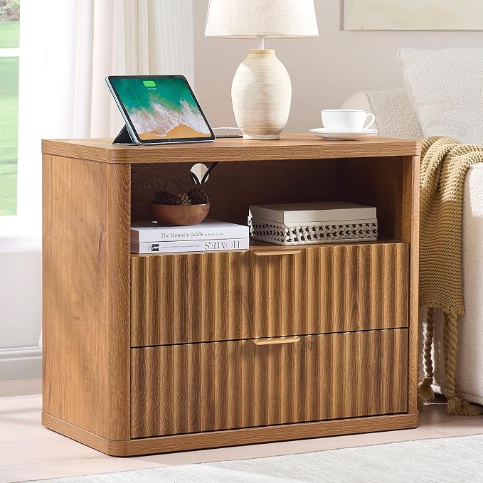 LEYAOYAO 31" Wide Fluted Nightstand Set of 2 - Image 3