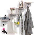 Coat Rack Wall Mount with Shelf, Wall Mounted Rise Wooden shelves by muukinghouse