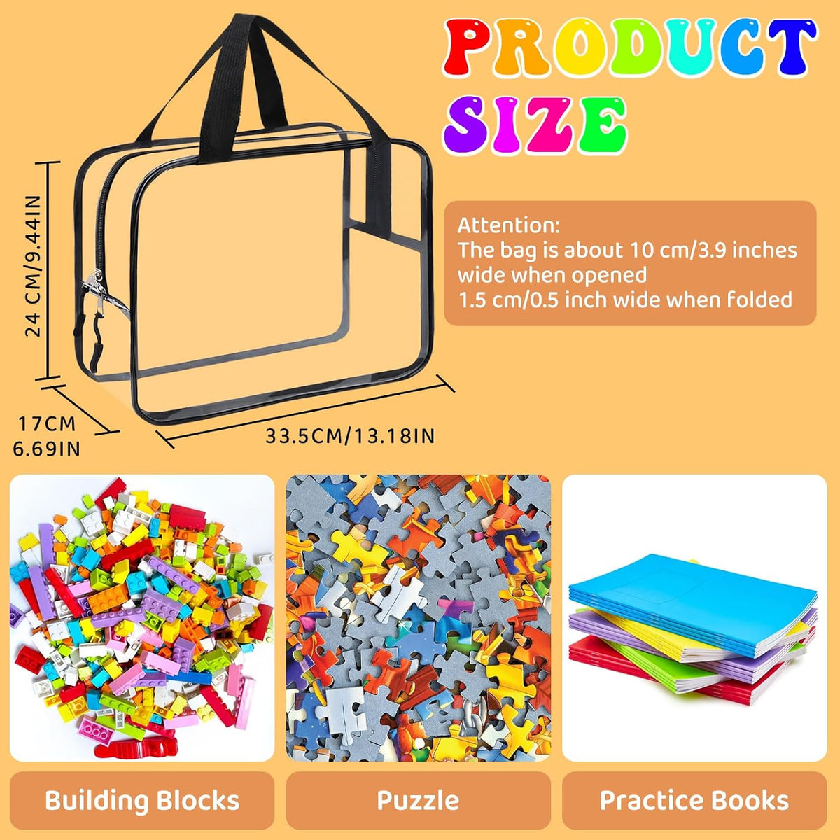 8 Packs XL Toy Storage Bags, Reusable Clear PVC Board Game Storage