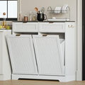 2x13 Gallons Double Tilt Out Trash Can Cabinet, Wooden Fluted Trash Garbage Can by METOTI
