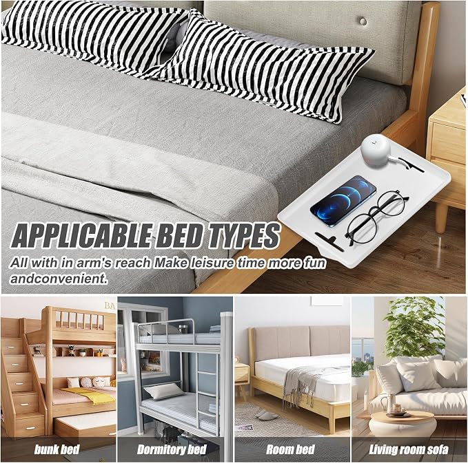 Bedside Table College Dorm Room Essentials Clip On Nightstand Floating Bed Side - Image 3