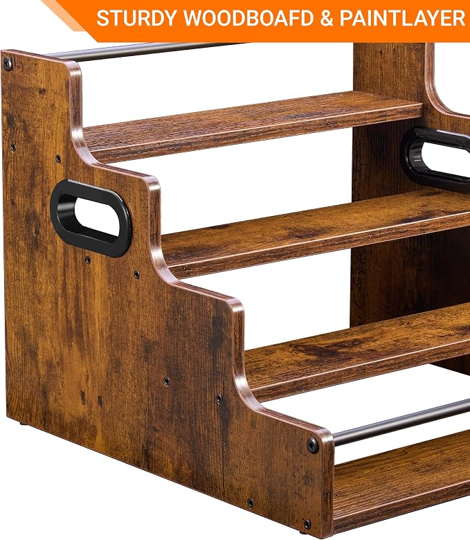 2 Pack 4-Tier Liquor Bottle Display Shelf, 16-Inch Wooden Bar Shelves - Image 8