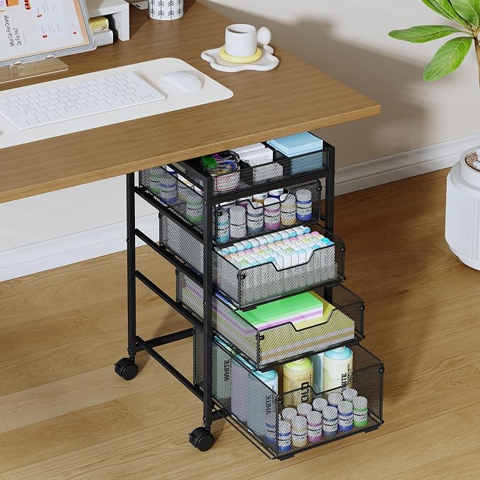 Rolling Utility Cart with 4 Drawers, Craft Organizer and Storage Carts with DIY - Image 2