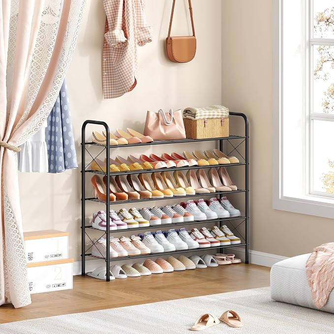 Hoctieon 5 Tier Mesh Style Shoe Rack, Entryway Shoe Shelf, Shoe Storage - Image 6