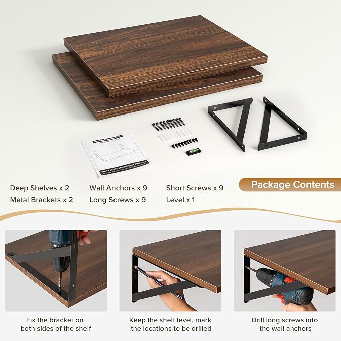 Deep Floating Shelves Wall Mounted, Living Room, Office - Image 5