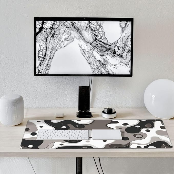 LB Black and White Gaming Mouse Pad Modern Geometric Brown Abstract Large Mouse - Image 7