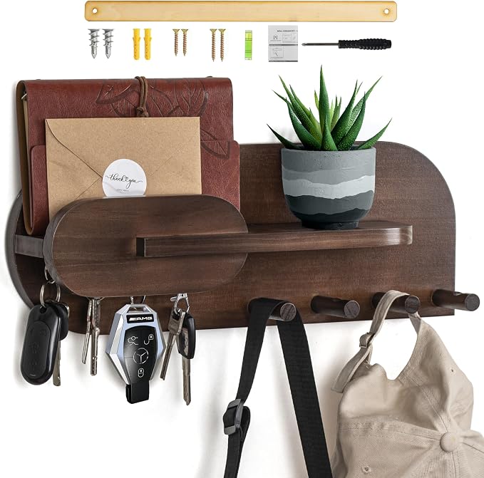 Solid Wood Mail and Key Holder for Wall Decorative Display by ParkwayHome