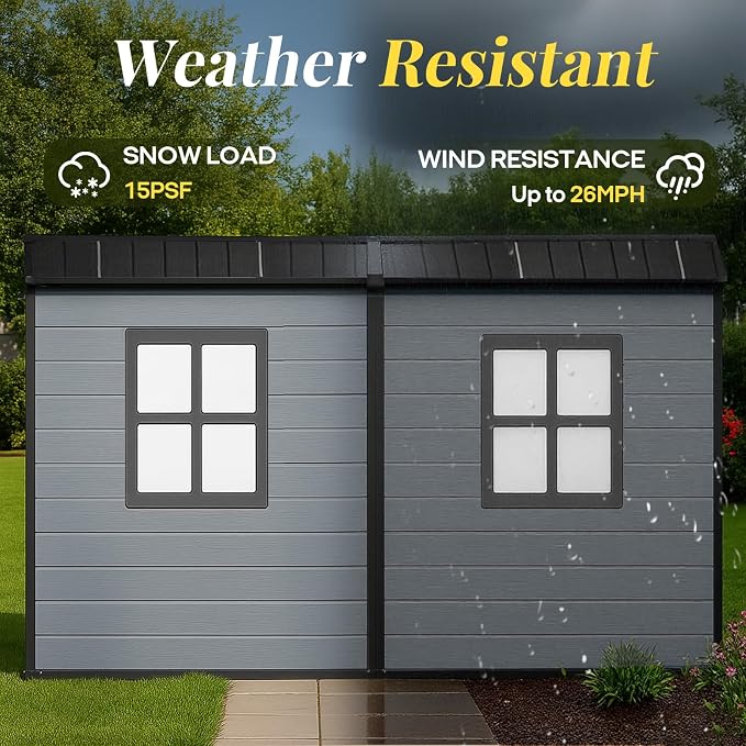 8x4ft Lean to Shed, Resin Outdoor Storage Shed - Image 5