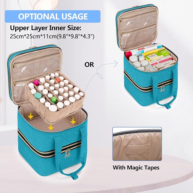 Yarwo Pill Bottle Organizer Storage Bag, 3 Layers Medicine Travel Case Empty - Image 4