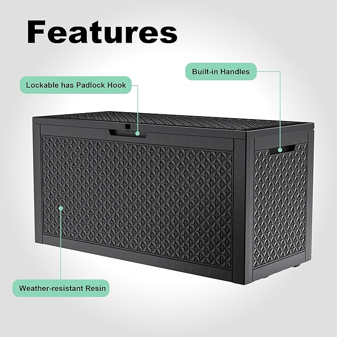 New 100 Gallon Outdoor Storage Box, Resin Deck Boxes Waterproof, Indoor Outdoor - Image 4