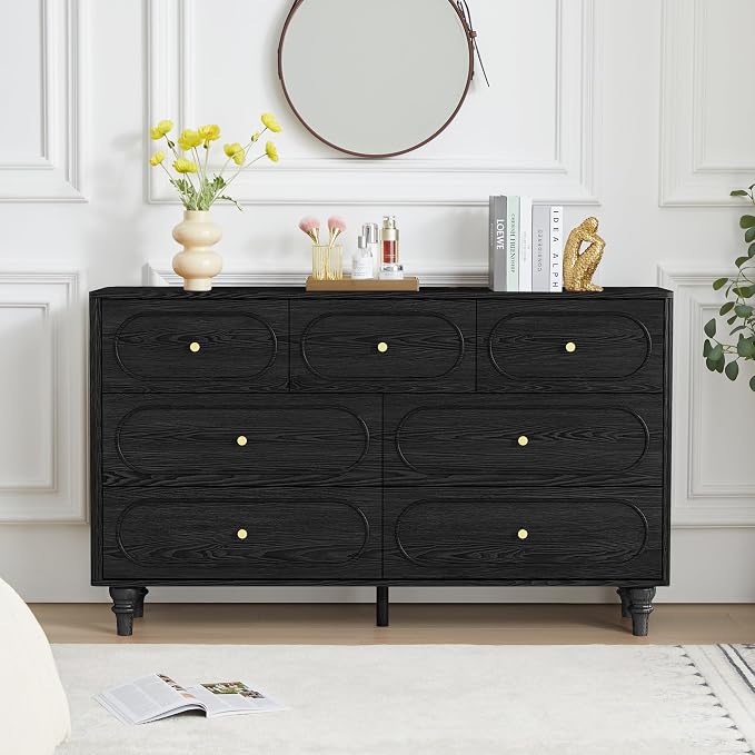 ORRD 7 Drawer Fluted Dresser for Bedroom, Mid Century Modern Chest of Drawers - Image 3