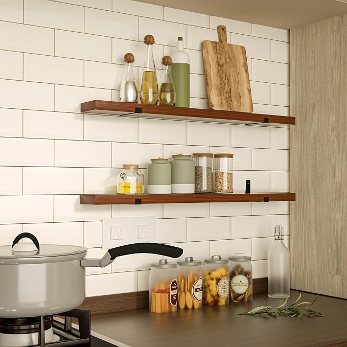 CONSDAN Floating Shelf for Wall Mounted Book Shelf Hanging Shelves Floating - Image 2