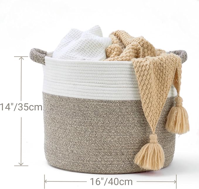 Blanket Basket - Woven Round Rope Storage Basket - Image 5