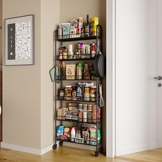 Slim Rolling Storage Cart with Wheels, Metal 6 Tier Mobile Shelving Unit - Image 7