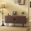 55''W Walnut Cabinet with Storage, Media Console, Tambour TV Stand, Television by FiveWillowise