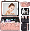 Makeup Box with Led Mirror, Travel Train Hard Case with Rechargeable Mirror by Unknown