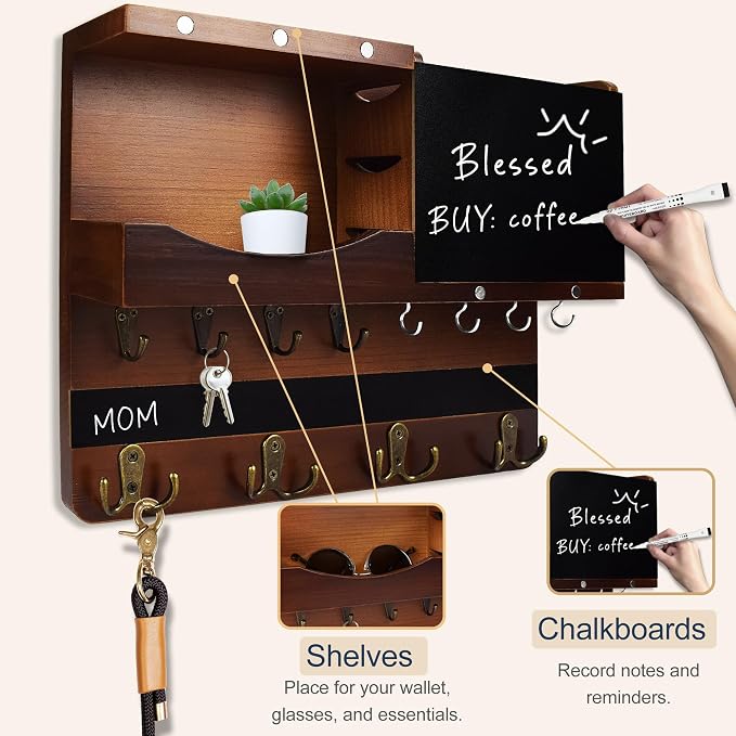 Key Holder for Wall Mount, Farmhouse Mail and Key Holder for Wall Hanger - Image 4