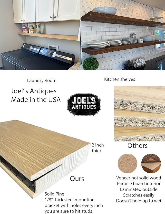 joelsantiques 60 Inch Wooden Floating Shelves - Image 8