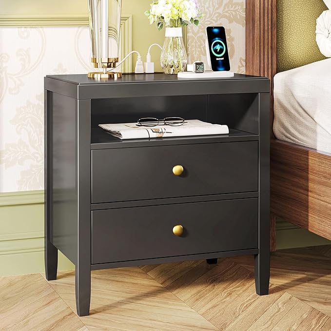 Huuger Black Nightstand Set of 2, Night Stand - Image 4