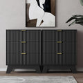 Night Stand Set 2, Bedside Table & End Table, Mid Century Modern Fluted Wood by WODEER