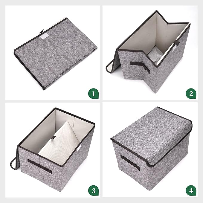 Large 22 Quart Linen Fabric Foldable Storage Bin Cube Organizer Basket - Image 3