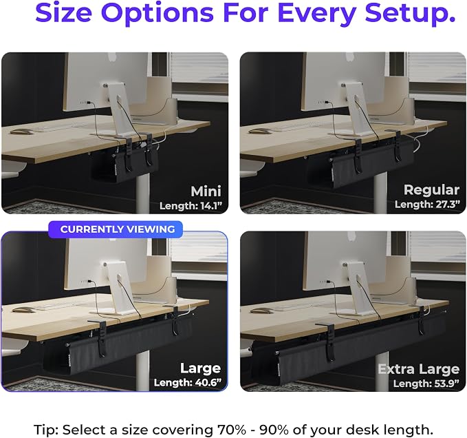 Ascrono Original No Drill Under Desk Cable Management Tray 40.6" - Image 4