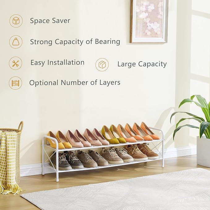 Hoctieon 2 Tier Shoe Rack for Closet, Durable Mesh Style Shoe Rack, Entryway - Image 5