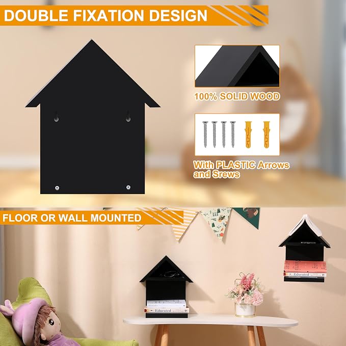 Wall Mounted Wood Bookcase, Small Bedside Bookshelf, Wooden Triangle Nightstand - Image 3